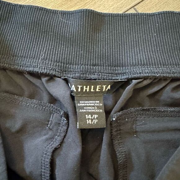 Athleta Black Athleisure Pants Side Stripe Cropped Lounge Activewear (Bin O-39) - Picture 4 of 5